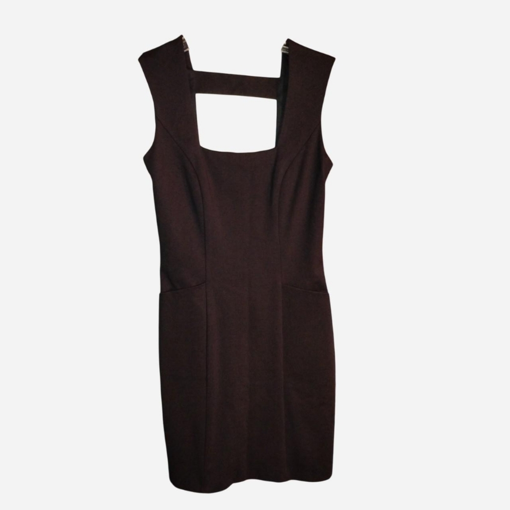 Privée New York Black Square Neck Mini Dress - Open Back Ring Zipper - Size S